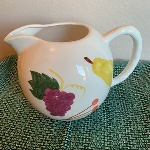 Vintage hand painted ceramic fruit pitcher country farmhouse kitchen decor